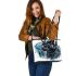 Panther smile with dream catcher leather tote bag