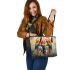 Parrots bear smile with dream catcher leather tote bag