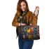 Parrots bear smile with dream catcher leather tote bag