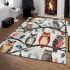 Pattern of owls perched on tree branches area rugs carpet