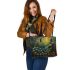 Peacock dancing and dream catcher leather tote bag