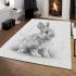 Pencil drawing of an adorable rabbit area rugs carpet