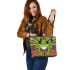Peppy frog cute cartoon style bright colors leaather tote bag