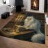 Persian cat in magical enchanted libraries area rugs carpet