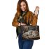 Persian cats sleeping and coffee and dream catcher leather tote bag