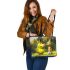 Pigs and yellow grinchy smile toothless like rabbit leather tote bag