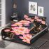 Pink and gold lotus flowers with honeycomb bedding set