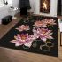 Pink and gold lotus flowers with honeycomb area rugs carpet