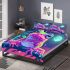 Pink and green frog on the edge of bamboo bedding set