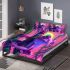 Pink and green neon tree frog on bamboo bedding set