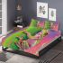 Pink and green tree frog on the edge bedding set