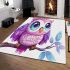 Pink owl on a pure white background with cute big eyes area rugs carpet