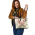 Pink pig and coffee and dream catcher leather tote bag