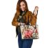 Pink pig and coffee and dream catcher leather tote bag