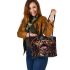 Pitbul smile with dream catcher leather tote bag