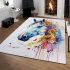 Plants in the head of horse watercolor painting area rugs carpet