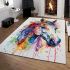 Plants in the head of horse watercolor painting area rugs carpet