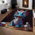 Playful blue dragon still life area rugs carpet