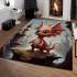 Playful dragon by the water area rugs carpet