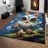 Playful striped owl in sky area rugs carpet