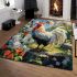 Proud rooster in a radiant spring garden area rugs carpet