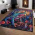 Psychedelic colorful frog on the forest floor area rugs carpet
