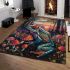 Psychedelic colorful frog on the forest floor area rugs carpet