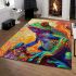Psychedelic cute frog colorful vibrant trippy oil painting area rugs carpet