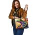Psychedelic cute frog colorful vibrant trippy oil painting leaather tote bag