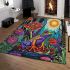 Psychedelic frog in the style of colorful cartoon area rugs carpet