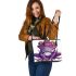 Purple tree frog wearing crown leaather tote bag