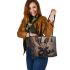 Rabbits smile toothless and drink coffee with dream catcher leather tote bag