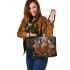 Rabbits with dream catcher leather tote bag