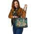 Rabbits with dream catcher leather tote bag