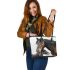 Realistic colored pencil drawing of an elegant brown horse leather tote bag