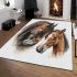 Realistic drawing of a horse and foal in profile area rugs carpet