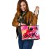 Red cute cartoon frog leaather tote bag