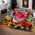 Red frog with big eyes colorful cartoon style graffiti area rugs carpet