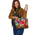 Red frog with big eyes colorful cartoon style graffiti leaather tote bag