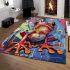 Red frog with big eyes colorful cartoon style graffiti area rugs carpet