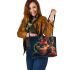 red grinchy smile and Dog Leather Tote Bag