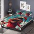 Red grinchy with black sunglass and dancing santaclaus bedding set