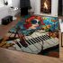 Red haired pianist with butterflies area rugs carpet