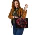 Red panther and dream catcher leather tote bag