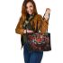 Red tiger and dream catcher leather tote bag
