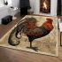 Rooster and celtic calligraphy illustration area rugs carpet