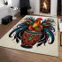 Rooster and celtic dhol drum illustration area rugs carpet