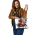 Rooster chicken smile with dream catcher leather tote bag