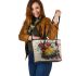 Rooster chicken smile with dream catcher leather tote bag