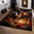 Rooster enjoying a harvest feast under firelight illustration area rugs carpet